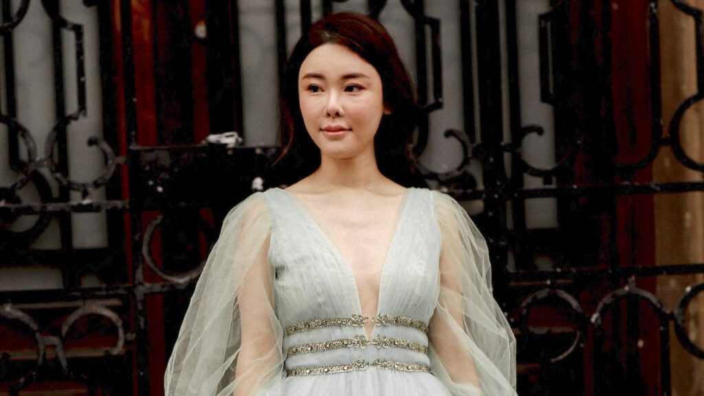 Abby Choi arrives at the Elie Saab Spring Summer 2023 Haute Couture show in Paris, France