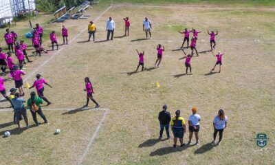 Girls participating in BVIFA Women's Football Festival on Virgin Gorda.