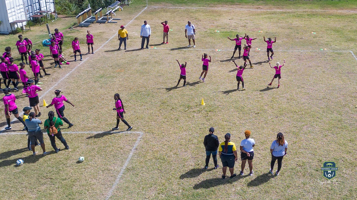 Girls participating in BVIFA Women's Football Festival on Virgin Gorda.