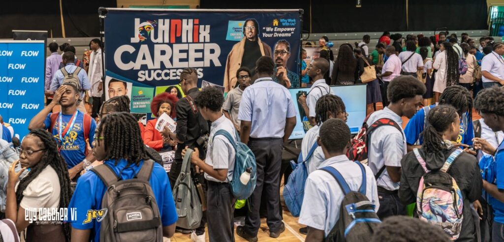 In front the Japhix booth at ESHS Career Expo 2023