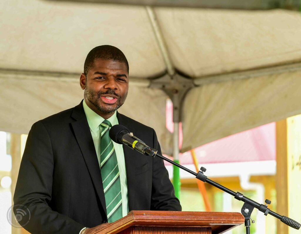 Premier Natalio Wheatley speaks at Market Square opening ceremony in Road Town, Tortola