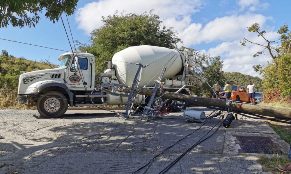 The accident scene at Little Bay Road, Tortola