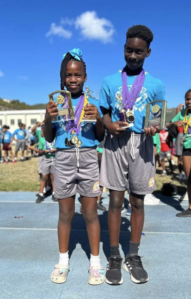 Dauria Alexander (left) and Bryson Walters, Enis Adams Primary School Victrix & Victor Ludorums with 40 points, respectively. Photo credit: VI Sports & Culture