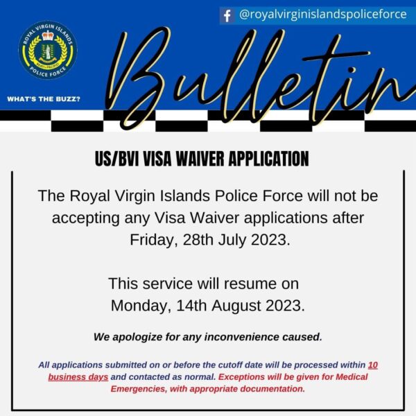 Temporary Suspension Of Us Bvi Visa Waiver Applications Rvipf Enhances