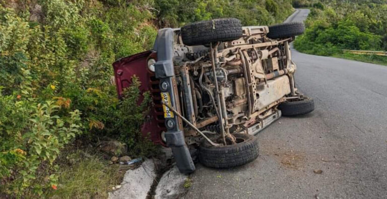 Stolen Wrangler Found Flipped on Virgin Gorda