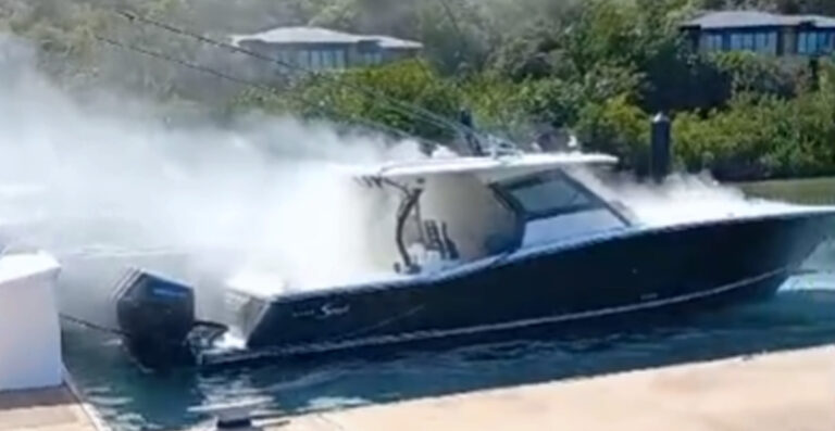 Boat Catches Fire at Oil Nut Bay Marina