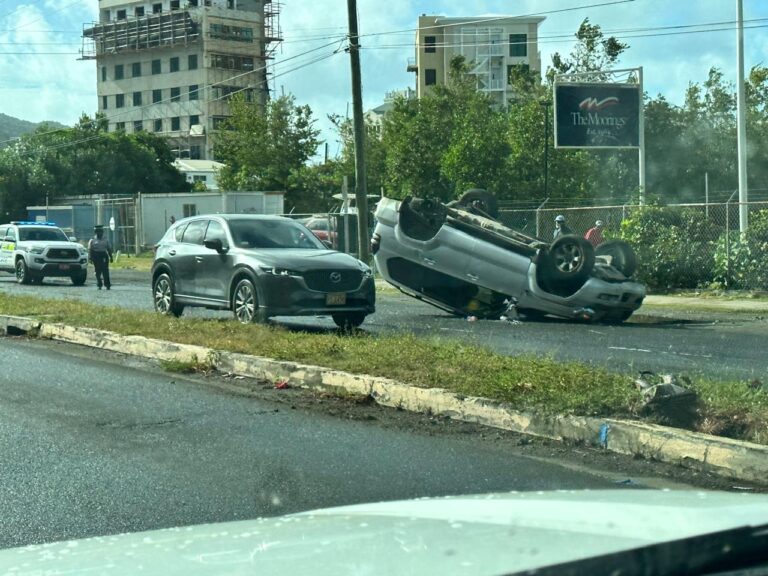 Car Overturns Near The Moorings; Police Investigating