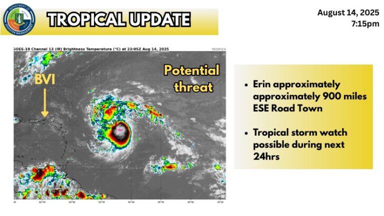 Virgin Islands May Face Tropical Storm Watch Within 24 Hours as Erin Approaches